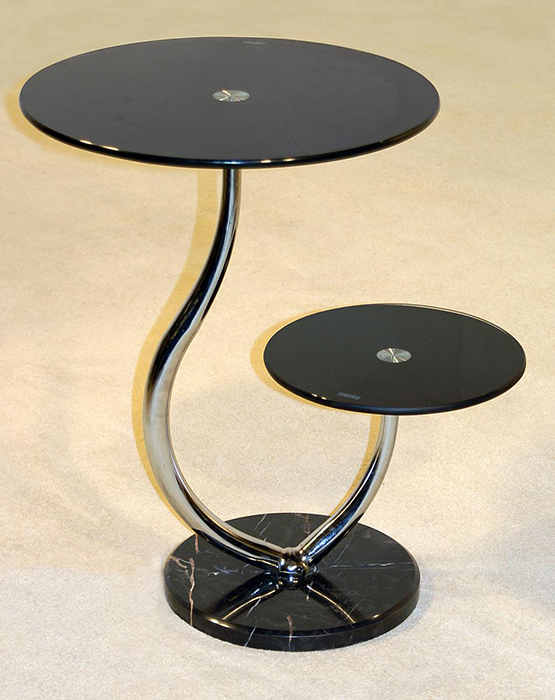 Oxshott Black Glass Lamp/Telephone Table